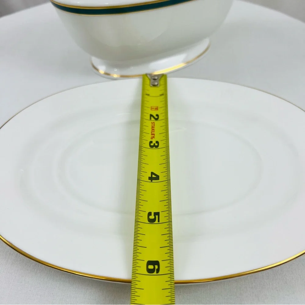 NWT!! Lenox Vintage Margaret Print Gravy Boat and Underplate Green White - Picture 8 of 10